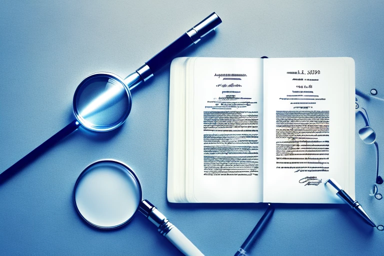 A magnifying glass hovering over a patent document