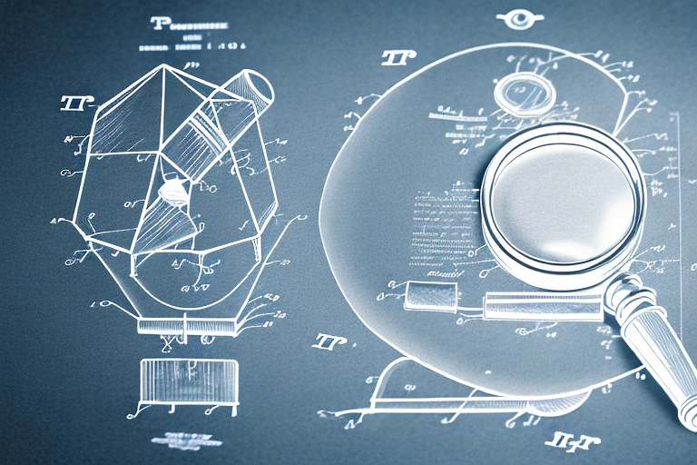 A magnifying glass hovering over a patent document