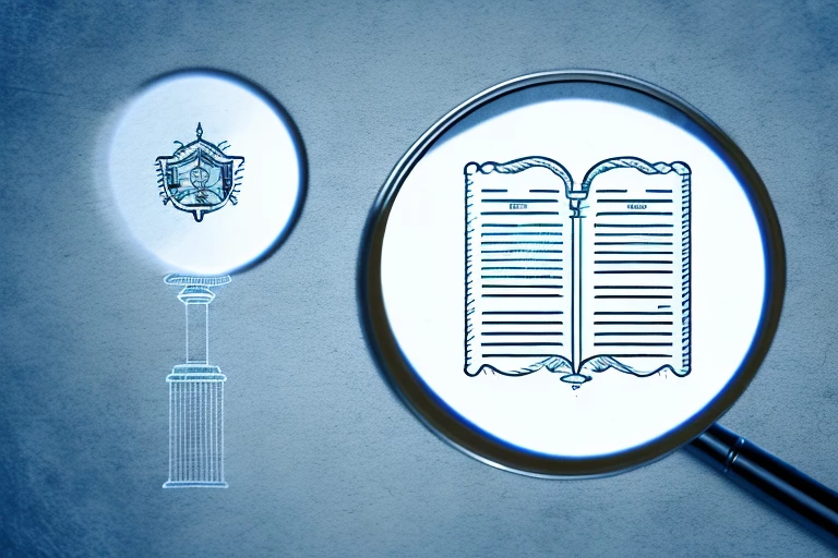 A magnifying glass hovering over a patent document