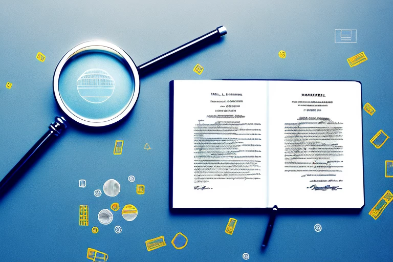 A magnifying glass hovering over a patent document