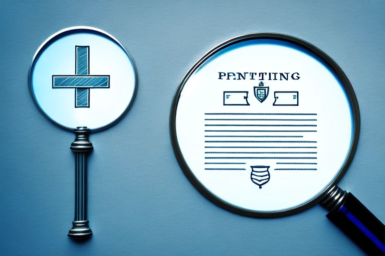 A magnifying glass focusing on a patent document