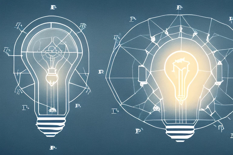 A light bulb (representing an idea) inside a safe (representing protection)