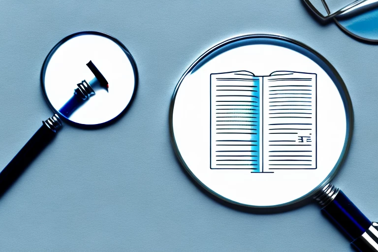 A magnifying glass hovering over a patent document