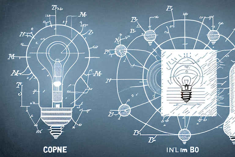 A lightbulb (symbolizing an invention) surrounded by a patent document