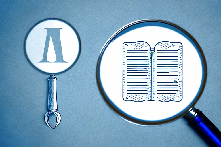 A magnifying glass hovering over a patent document