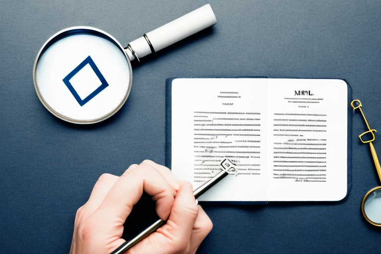 A magnifying glass examining a patent document