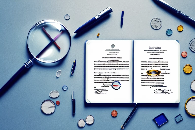 A magnifying glass hovering over a patent document