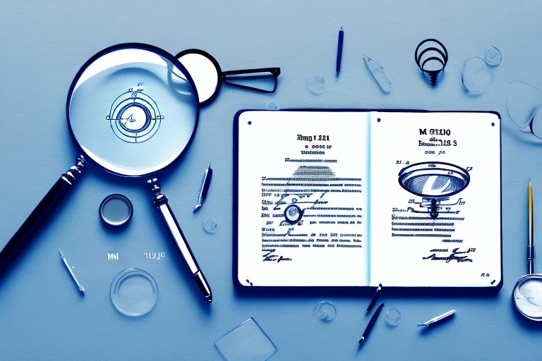 A patent document under a magnifying glass