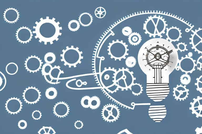 A scale balancing a lightbulb (representing an idea) and a key (symbolizing protection)
