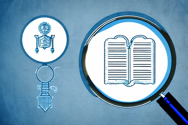 A magnifying glass hovering over a patent document