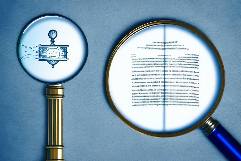 A magnifying glass hovering over a patent document