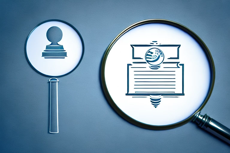 A magnifying glass hovering over a patent document