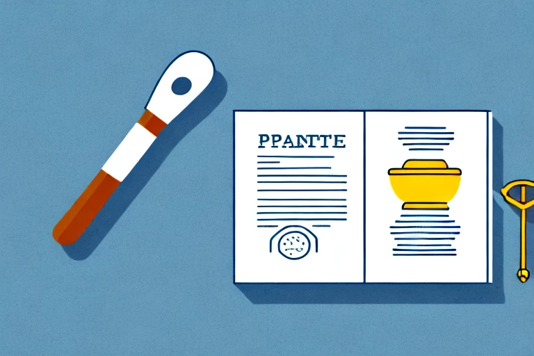 A gavel striking down on a document symbolizing a patent