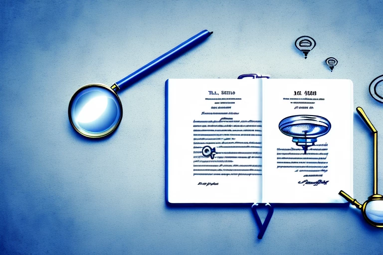 A magnifying glass hovering over a patent document