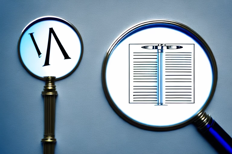 A magnifying glass over a patent document