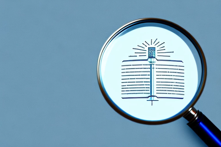 A magnifying glass focusing on a patent document