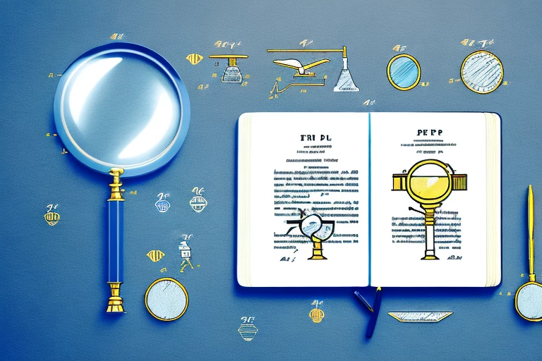A magnifying glass hovering over a patent document