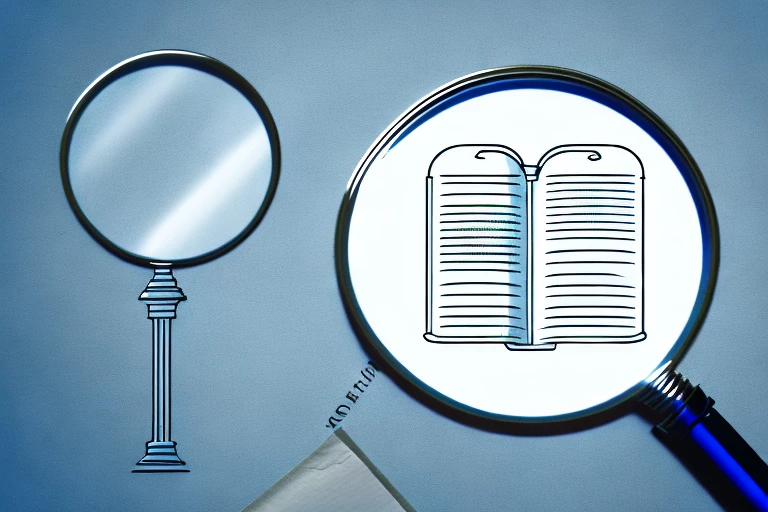A magnifying glass hovering over a patent document