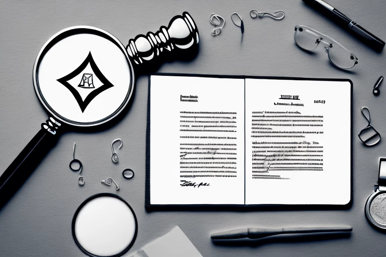 A patent document under a magnifying glass