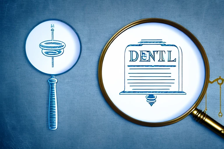 A magnifying glass hovering over a patent document
