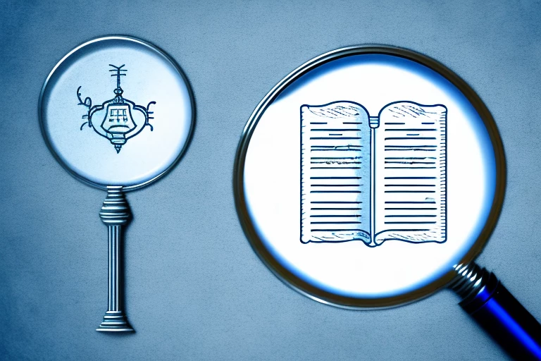 A magnifying glass hovering over a patent document