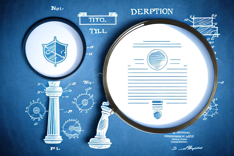 A magnifying glass hovering over a patent document