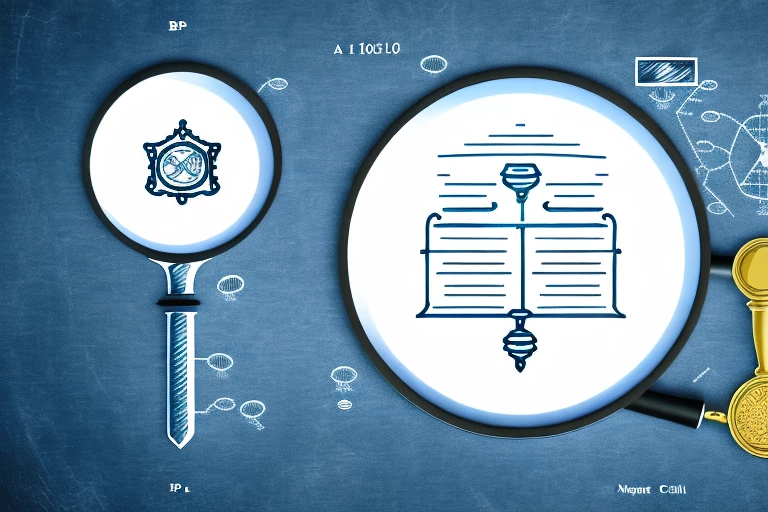 A magnifying glass hovering over a patent document