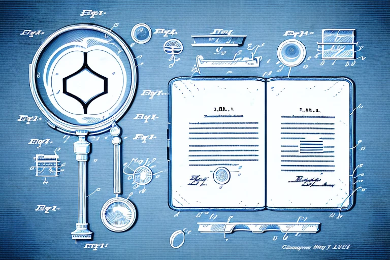 A patent document under a magnifying glass