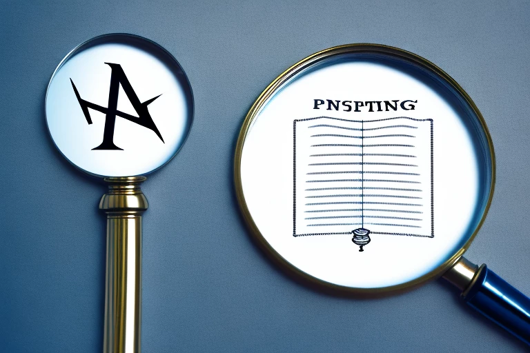 A magnifying glass over a patent document
