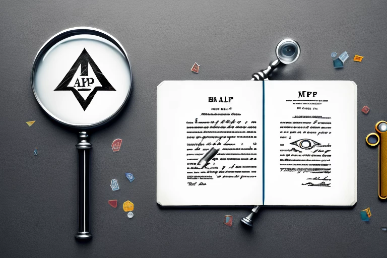 A magnifying glass over a patent document
