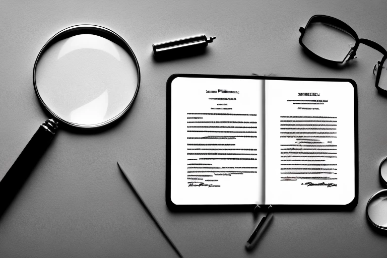 A magnifying glass scrutinizing a patent document