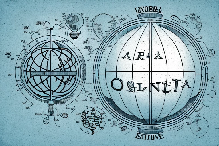 A globe with various agricultural symbols like wheat
