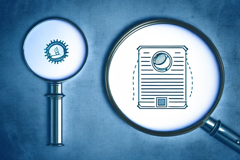 A magnifying glass hovering over a patent document