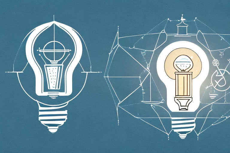 A light bulb (symbolizing an idea) encased in a safe (representing protection)