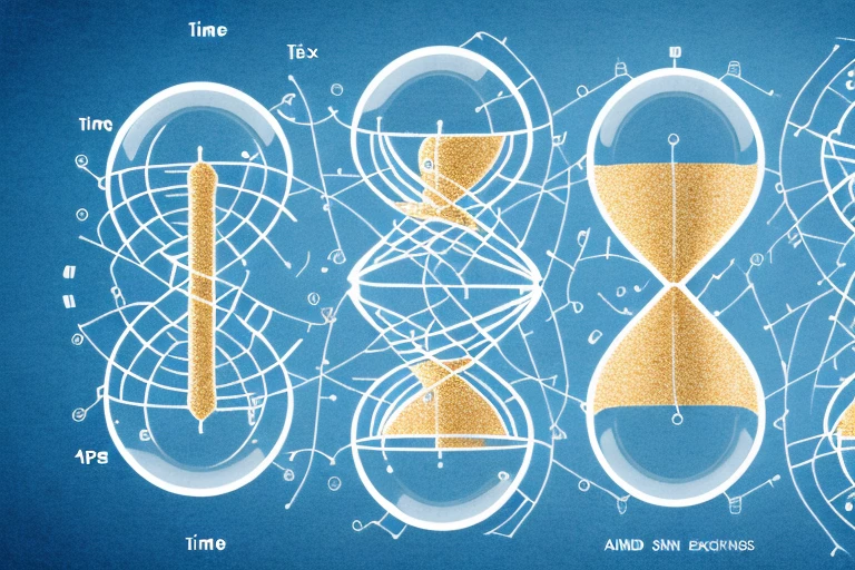 A sand hourglass with patents as grains of sand falling into the extended time portion