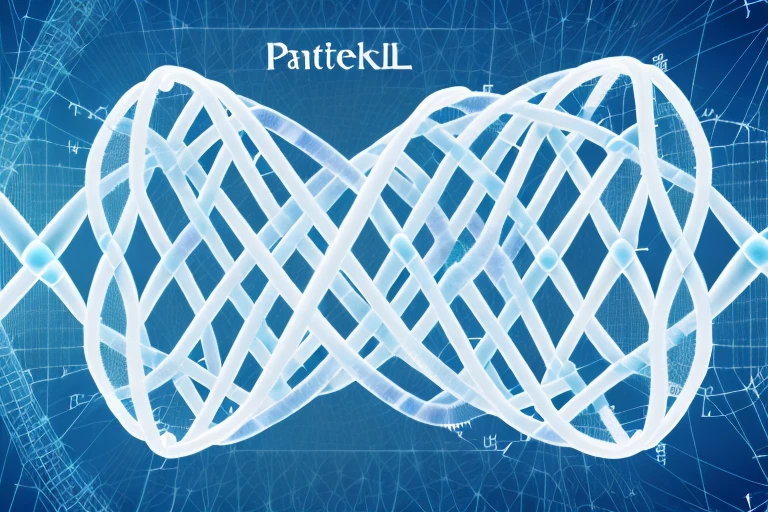 A dna helix intertwined with a patent symbol