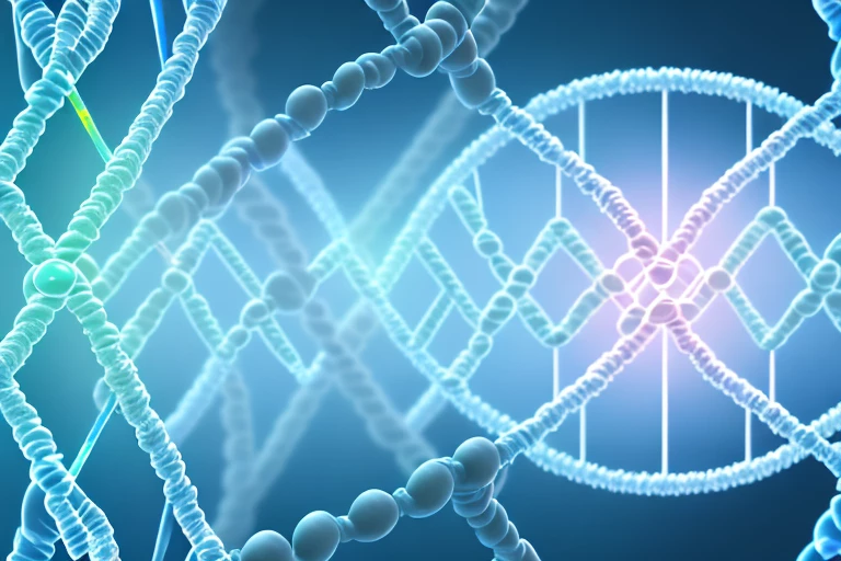 A digital interface showcasing a sequence of dna strands being automatically analyzed by a futuristic biotechnology device