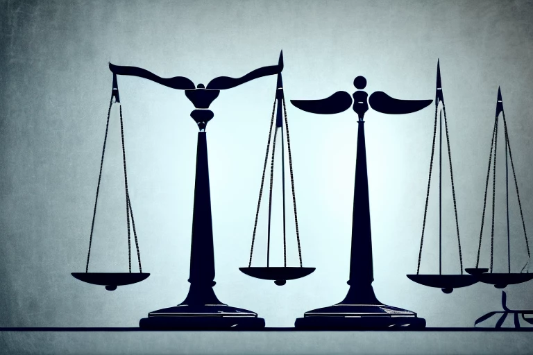 A balanced scale with a patent document on one side and a trademark symbol on the other