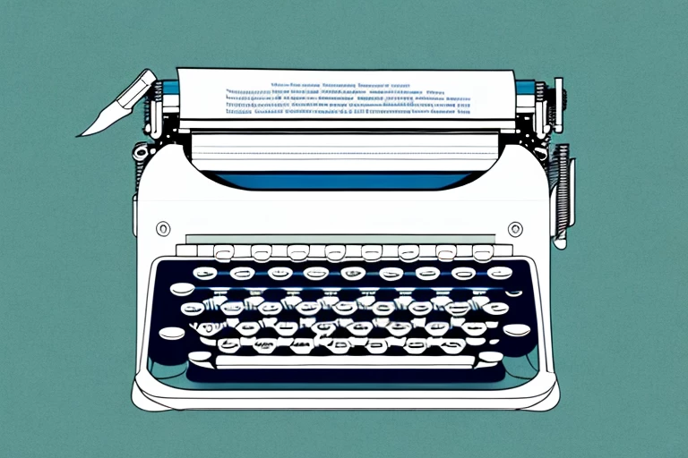 A vintage teletypewriter with a patent document in the background