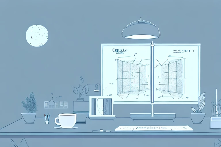 A calming environment with a desk featuring a patent blueprint