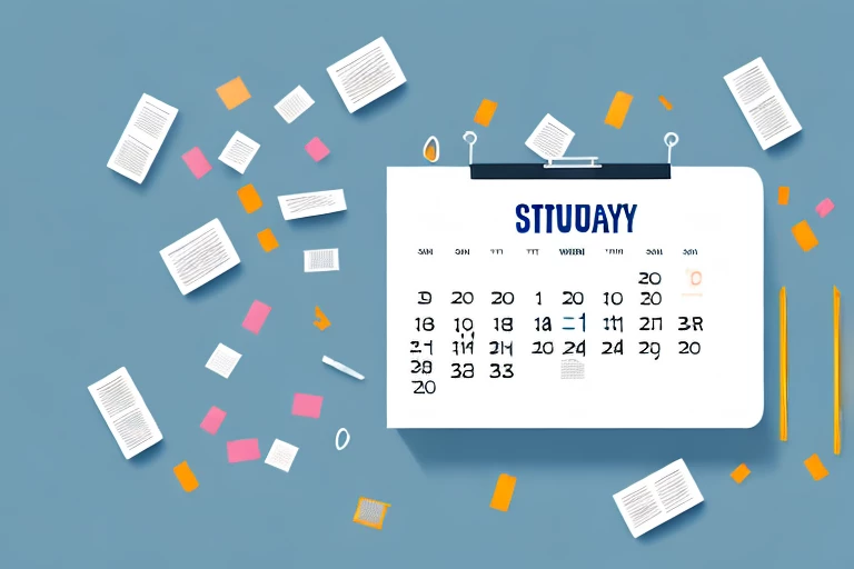 A calendar with highlighted study slots