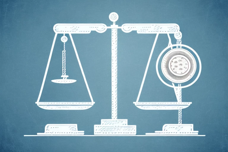 A scale balancing a patent document and coins