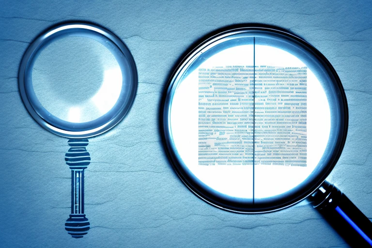 A magnifying glass examining a patent document