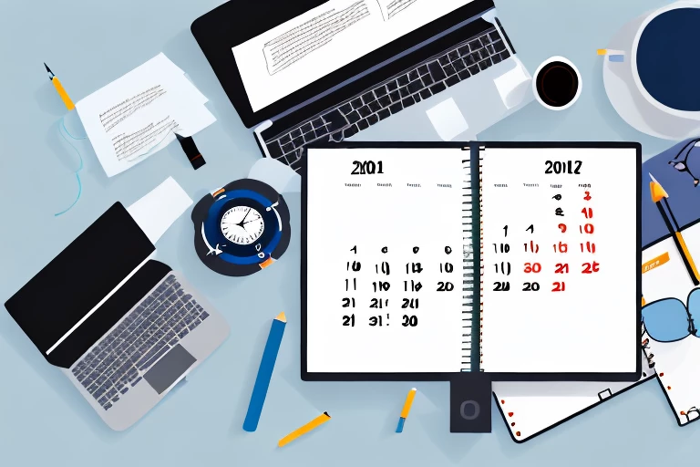 A well-organized desk with a calendar