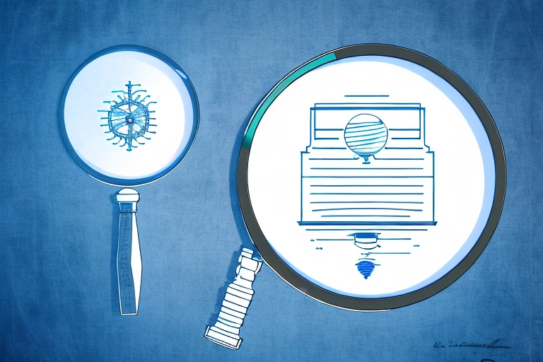 A magnifying glass hovering over a patent document