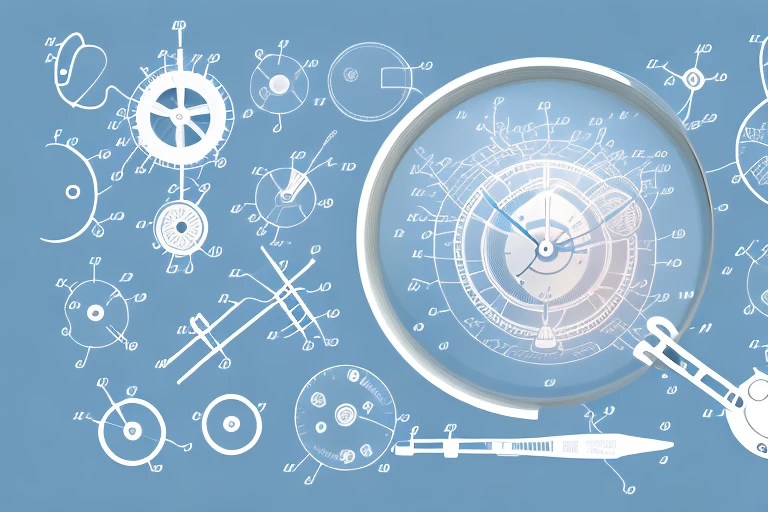 A medical device surrounded by various patent related icons such as a document