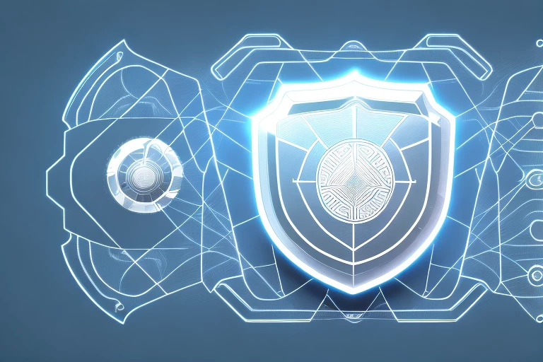 A shield symbolically covering a futuristic car